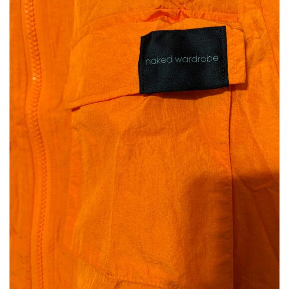 Naked Wardrobe Windbreaker Jacket Size Small Full Zip Pocket Utility Orange, S - Picture 9 of 12